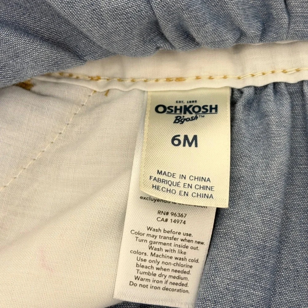 OshKosh Bgosh Baby Girls Blue Floral Denim Overall Dress Jumper Vestbak 6 Months